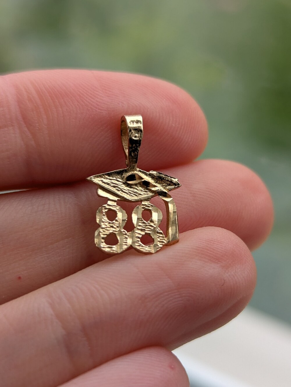 Solid 10 K Gold Graduation Cap '88' Charm Pendant